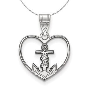 Sterling Silver Alpha Sigma Tau Heart Pendant Necklace - 24 Inch